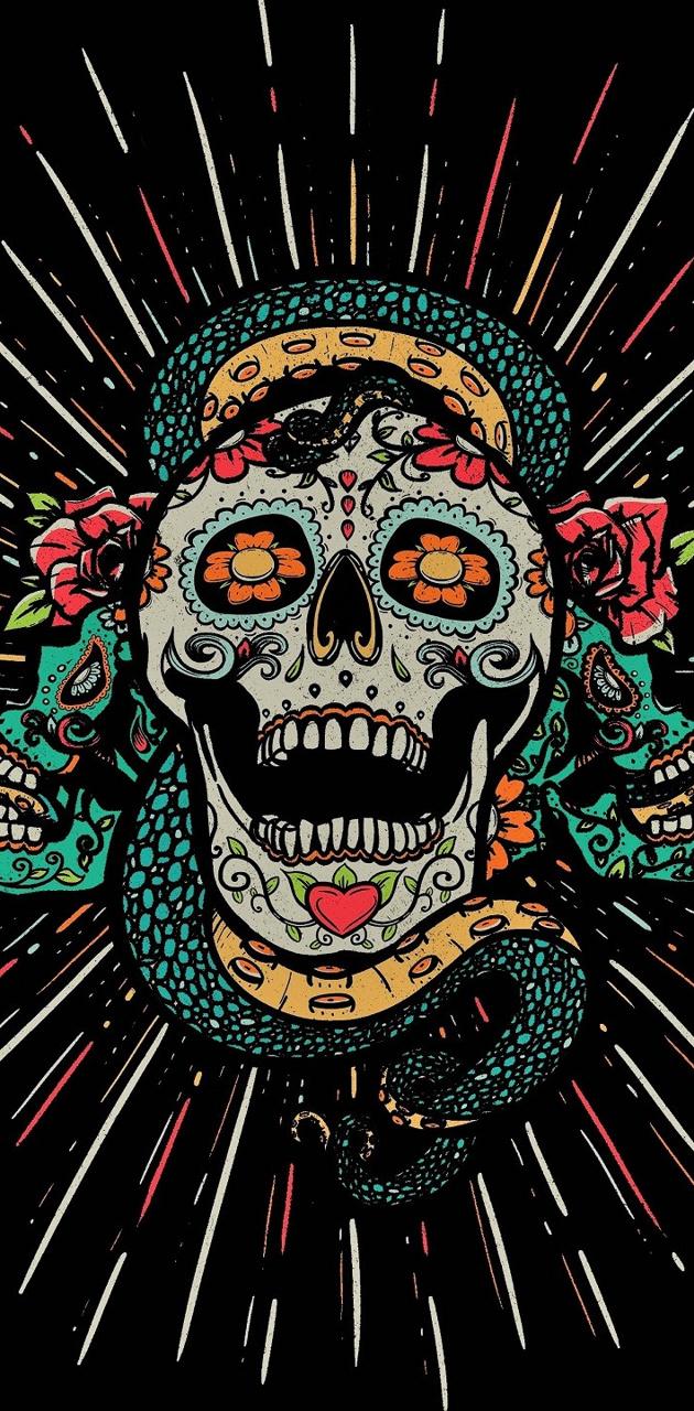 Mexican skull wallpaper by camskarz