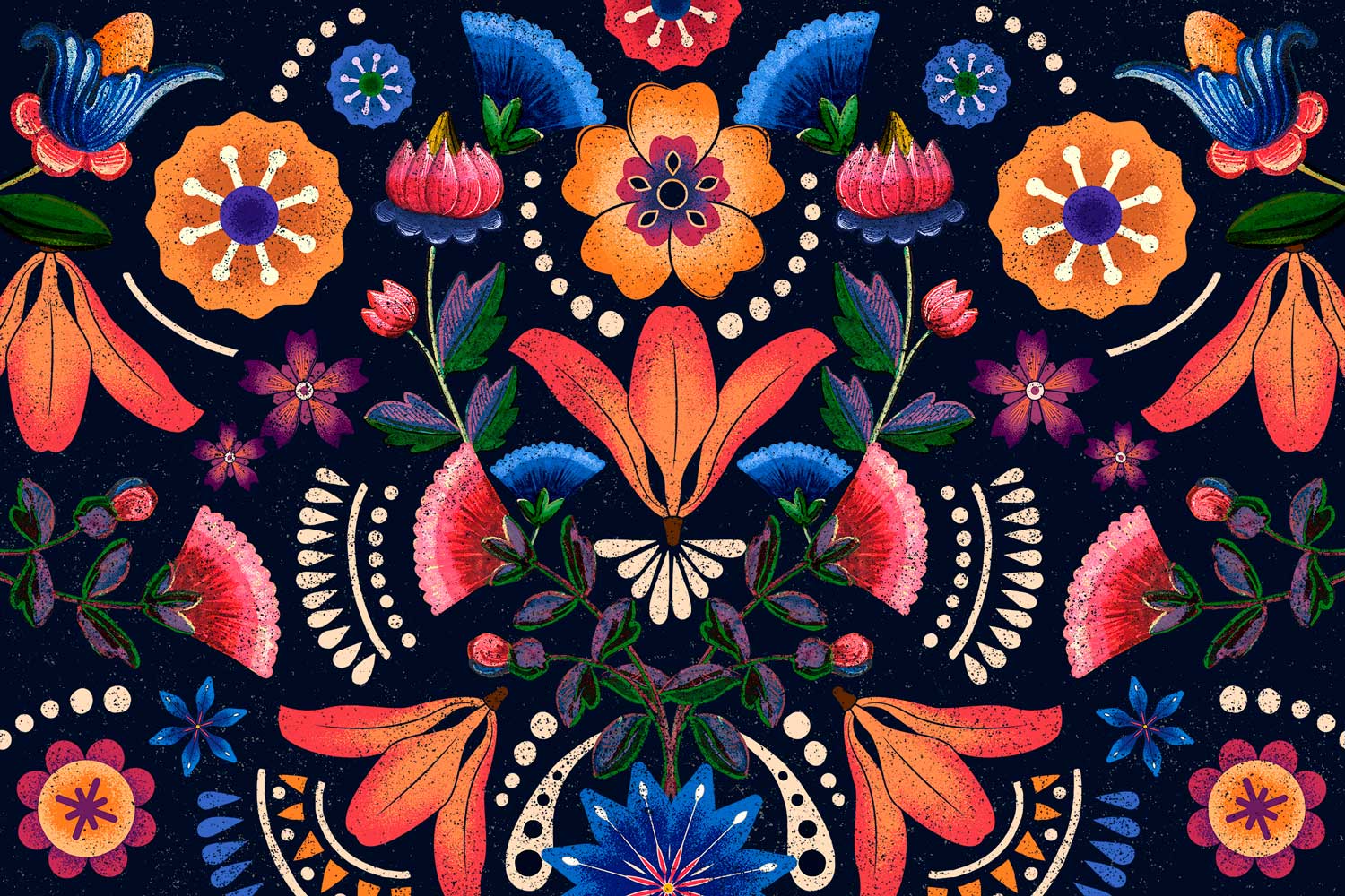 Mexican ethnic floral wallpaper mural