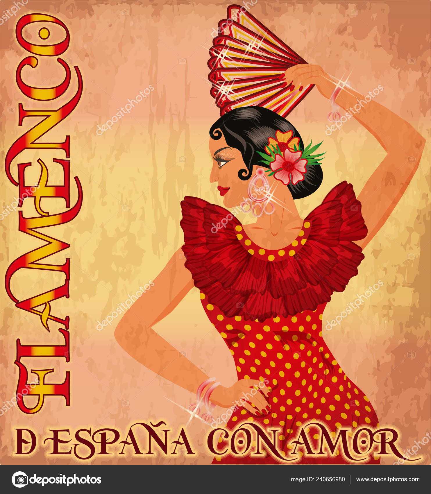 Flamenco spain love wallpaper spanish girl fan vector illustration stock vector image by carodi