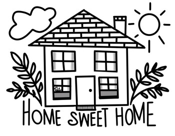 Home sweet home house coloring page by ashley owen tpt