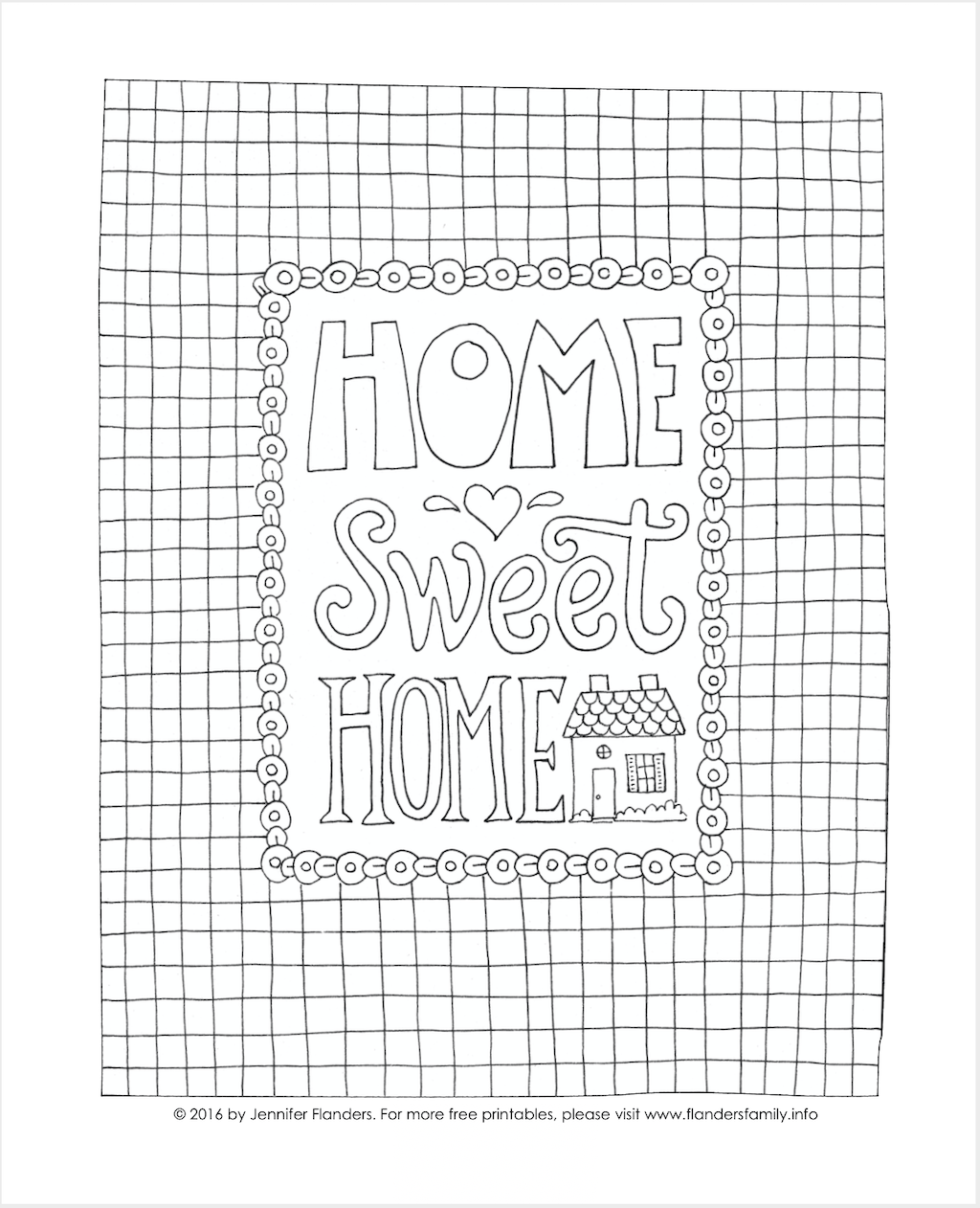 Home sweet home coloring page