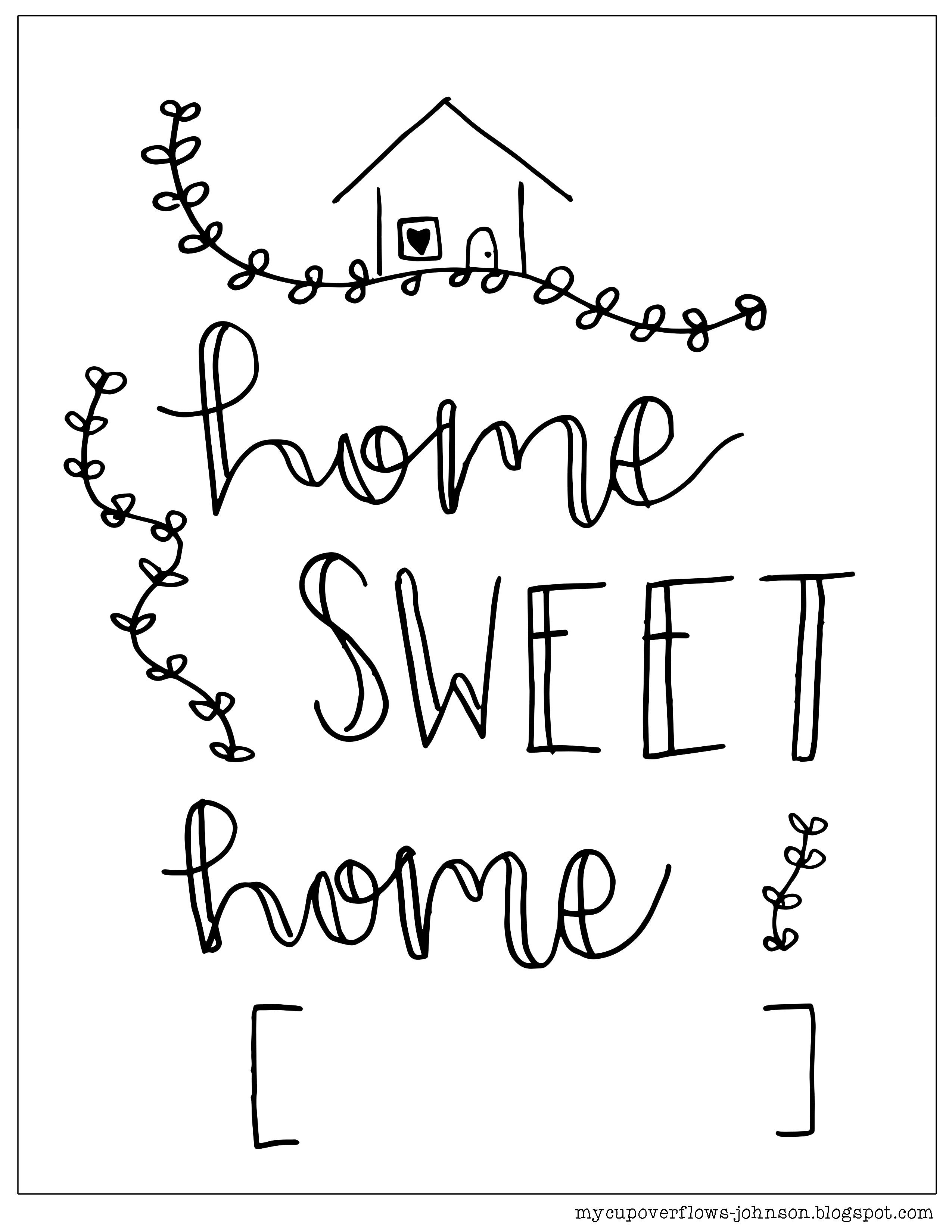 Home sweet home free printable coloring pages sweet home printable coloring pages