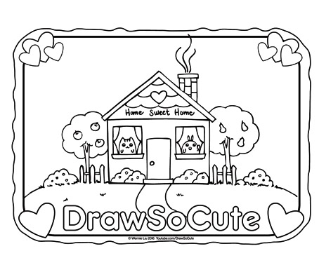 Home sweet home coloring page â draw so cute