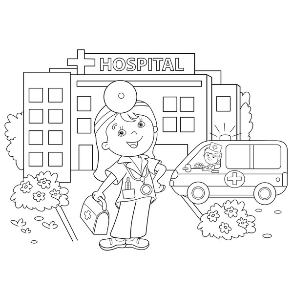 Thousand colouring pages hospital royalty