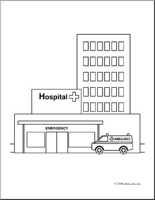 Clip art buildings hospital coloring page i