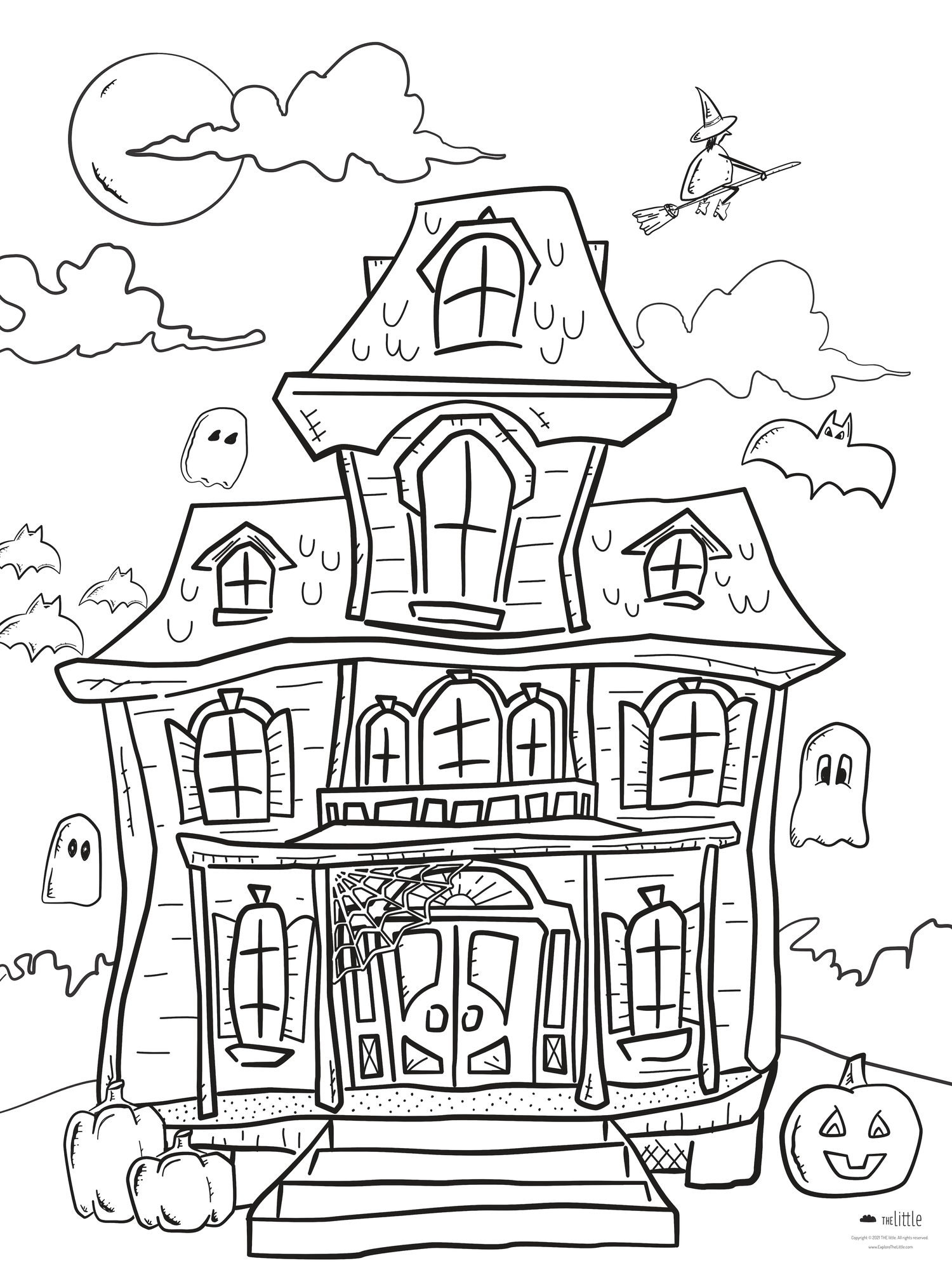 Giant haunted house coloring page digital download â the little