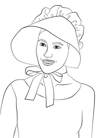 Girl wearing pilgrim bonnet coloring page free printable coloring pages