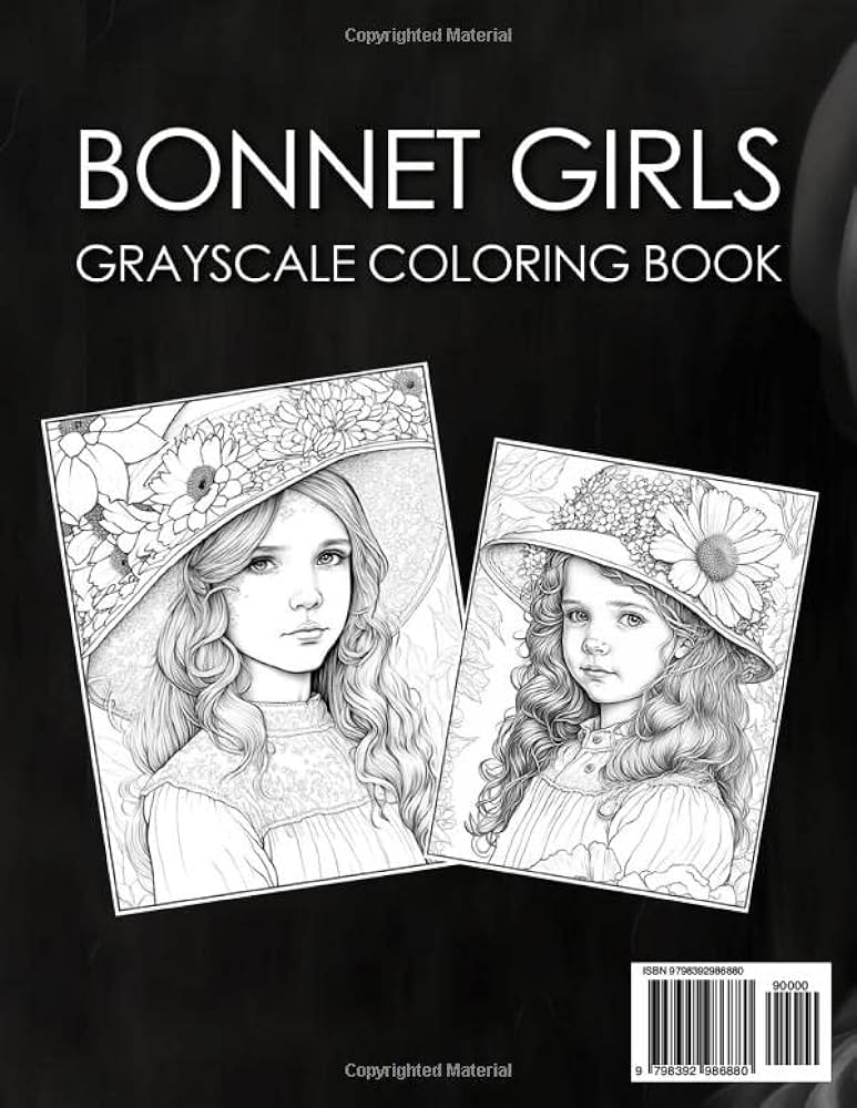 Bonnet girls graysle coloring book enchanting world of flower girls portraits coloring pages for adults stress relief relaxation and creativity larson gianna books