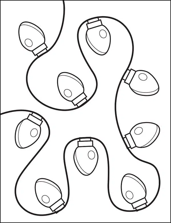 Easy how to draw christmas lights tutorial and coloring page