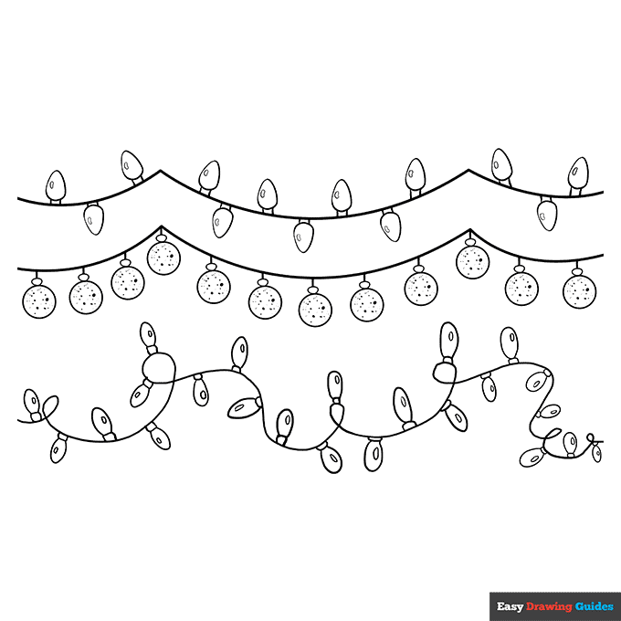 Christmas lights coloring page easy drawing guides