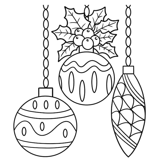 Premium vector christmas ornament isolated coloring page