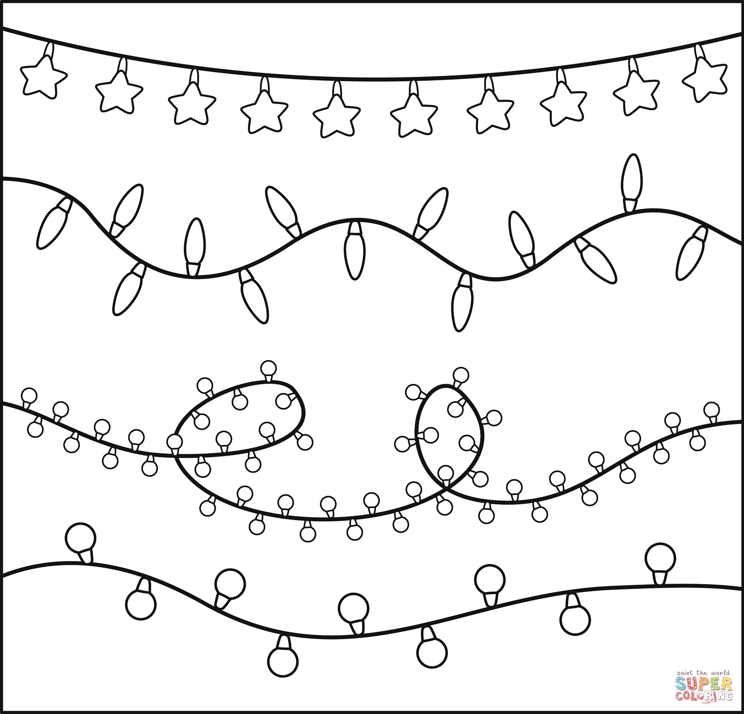 Christmas lights coloring page free printable coloring pages