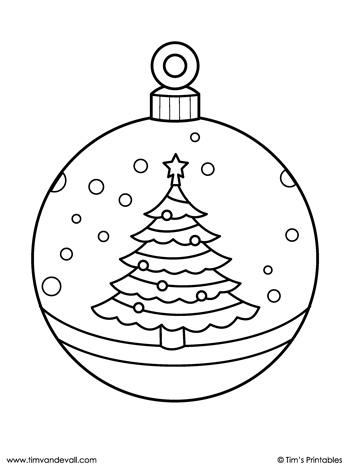 Christmas ornament coloring page â christmas tree â tims printables
