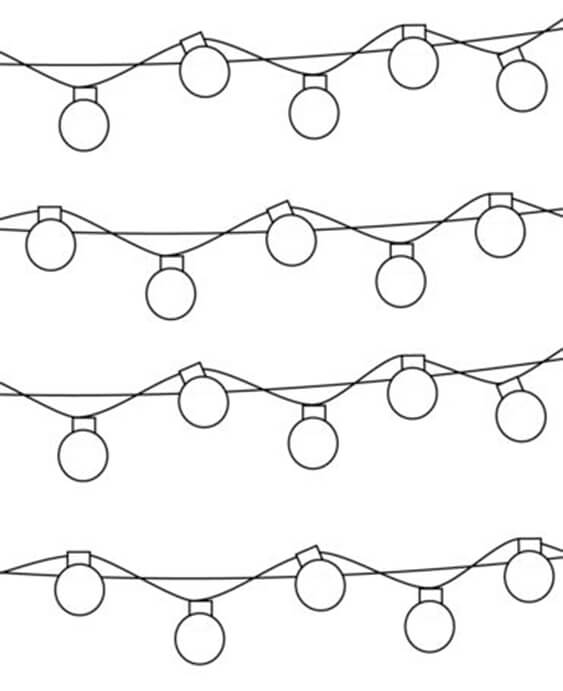 Free easy to print christmas lights coloring pages