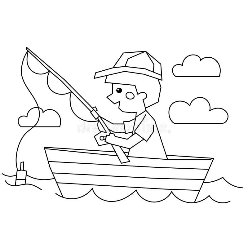 How to draw a fishing rod coloring pages