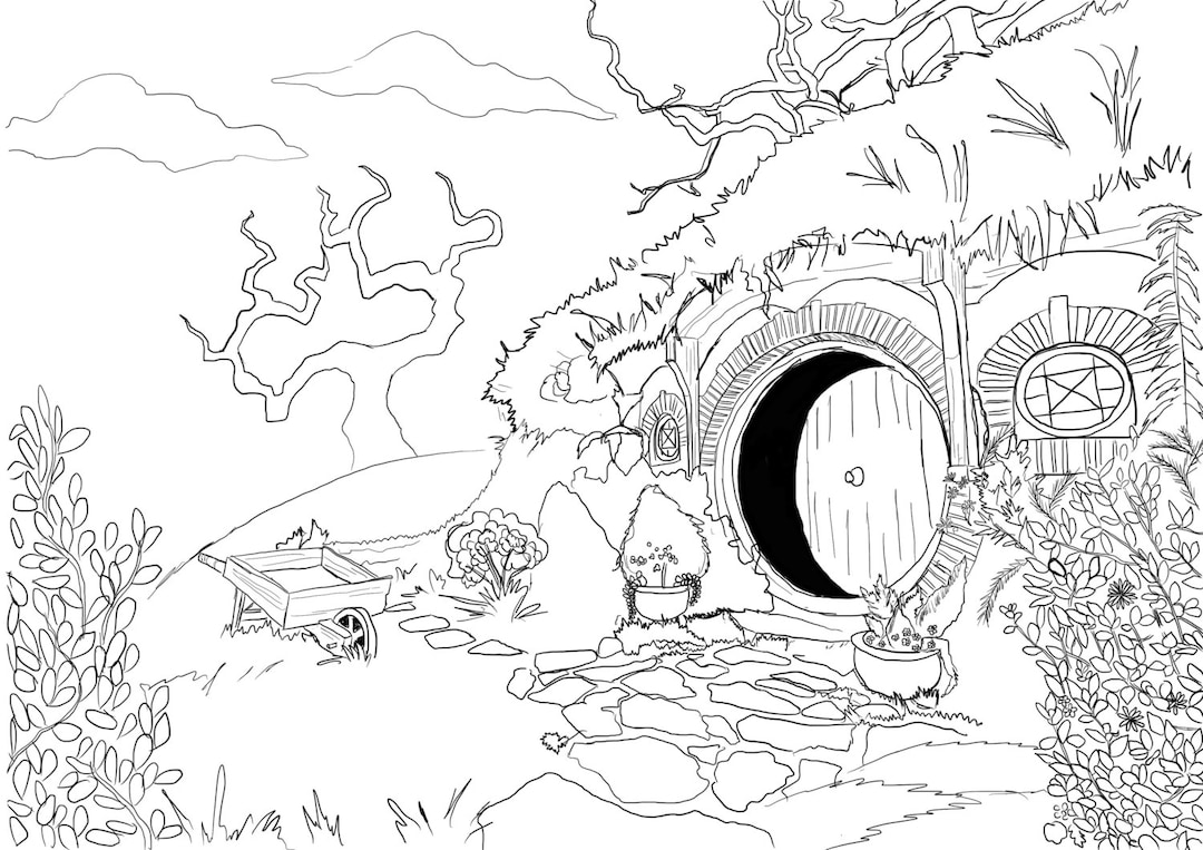 Buy adult coloring page hobbit house from lord of the rings online in india