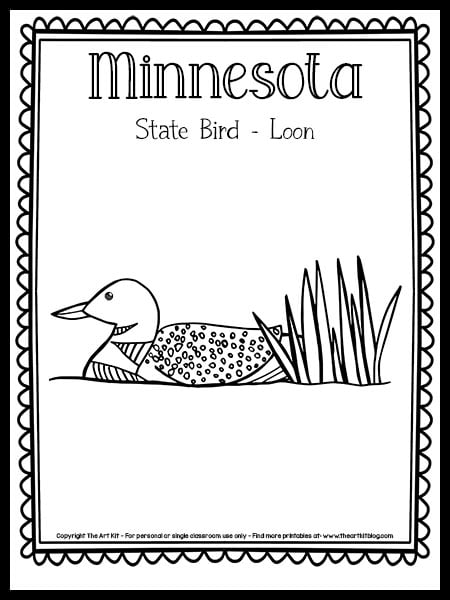 Minnesota state bird the loon coloring page free printable â the art kit