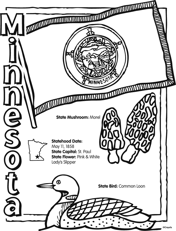 State of minnesota free coloring page