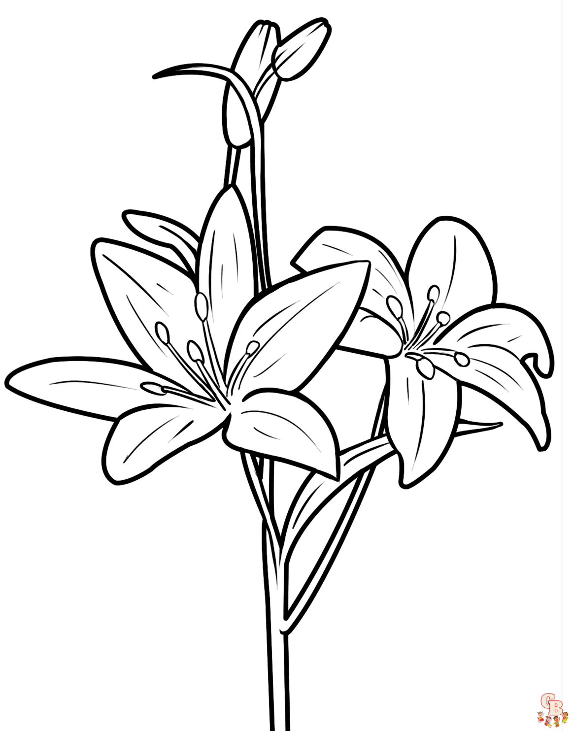 Beautiful lily coloring pages for kids