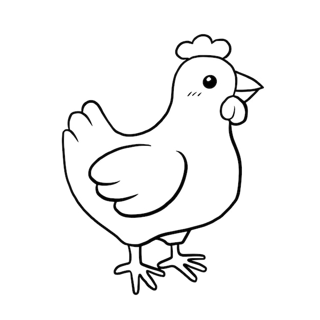 Premium vector chicken cartoon animal cute kawaii doodle coloring page drawing