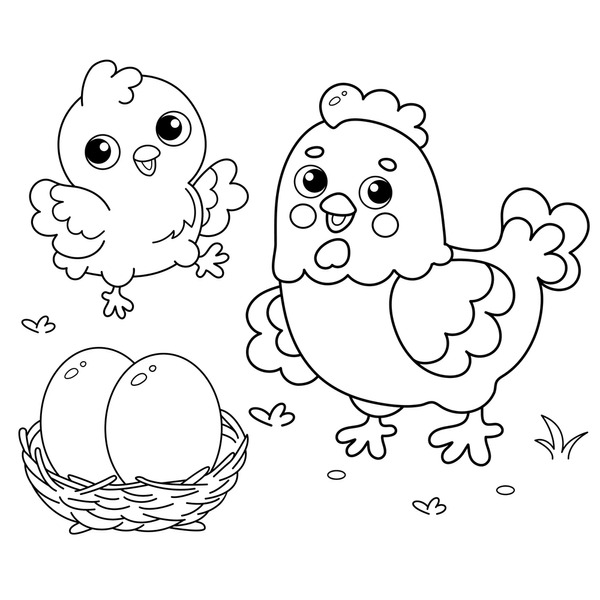 Thousand coloring book chicks hen royalty