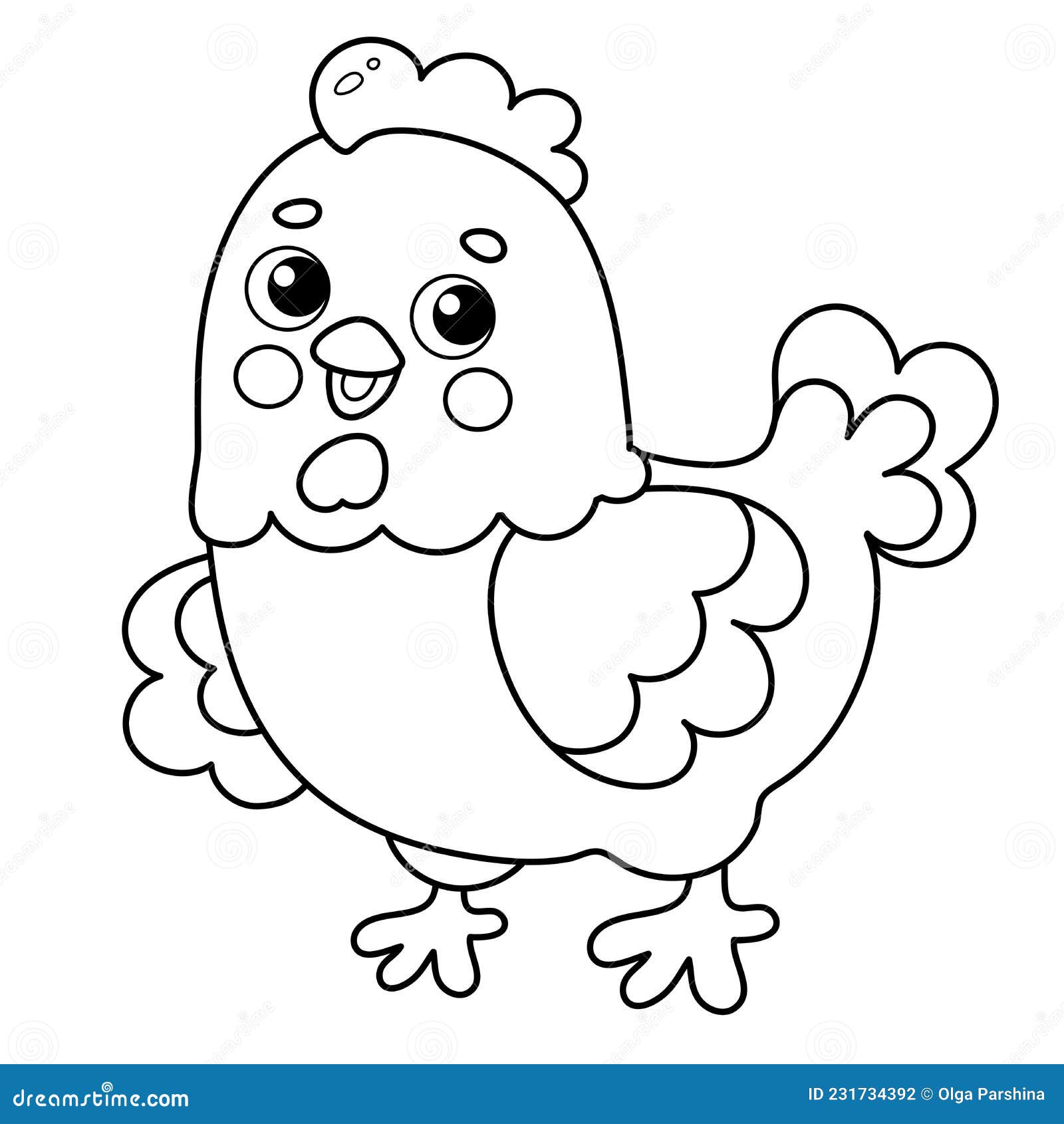 Coloring page outline of cartoon chicken or hen farm animals stock vector