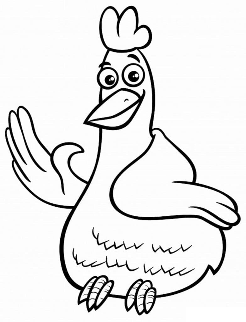 Friendly chicken coloring page