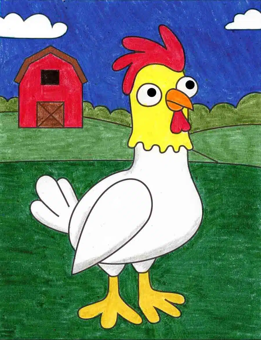 How to draw a cartoon chicken cartoon chicken coloring page
