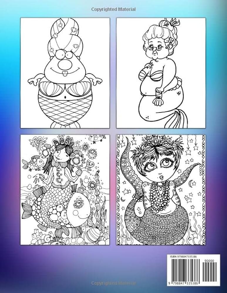 Chubby mermaid coloring book detailed pattern designs with premium quality coloring pages gift idea for teens adults world painting books