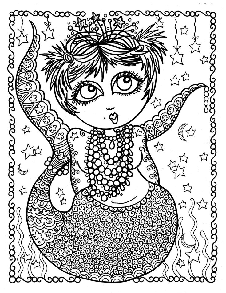 Chubby mermaid coloring page adult coloring page fantasy color