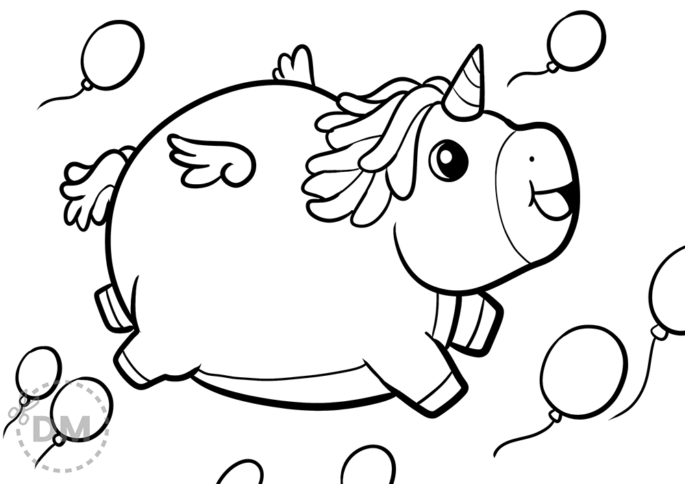 Fat unicorn coloring page