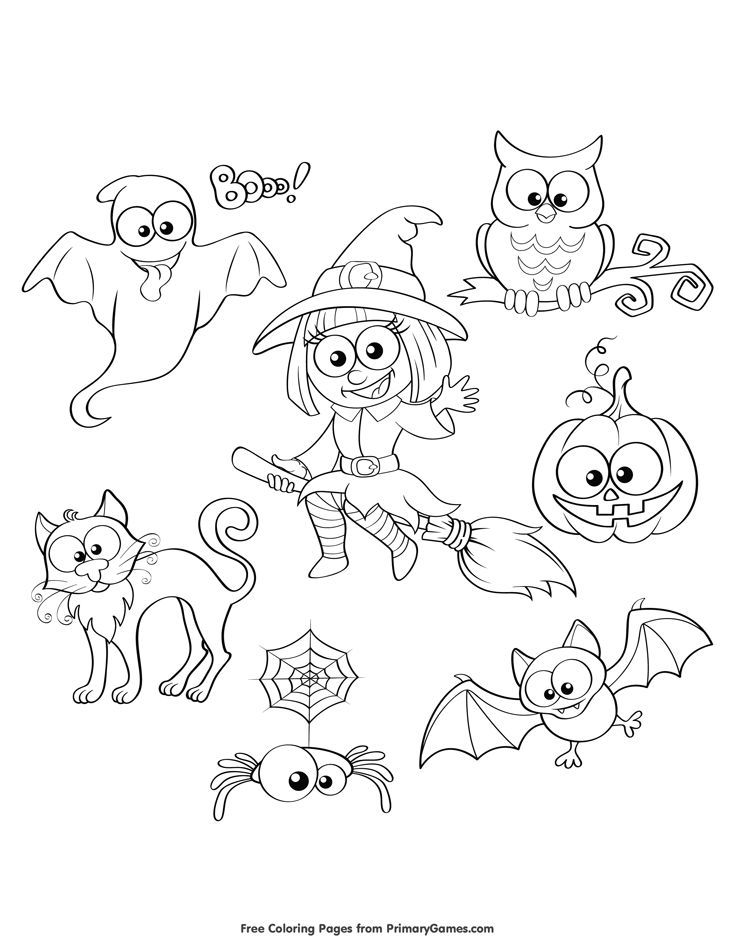 Halloween characters coloring page â free printable ebook halloween coloring pictures halloween coloring pages halloween drawings