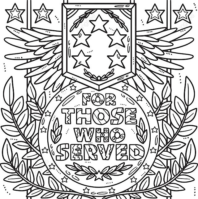 Coloring medal to honor those who served on memorial day vector coloring silhouette coloring book png and vector with transparent background for free download