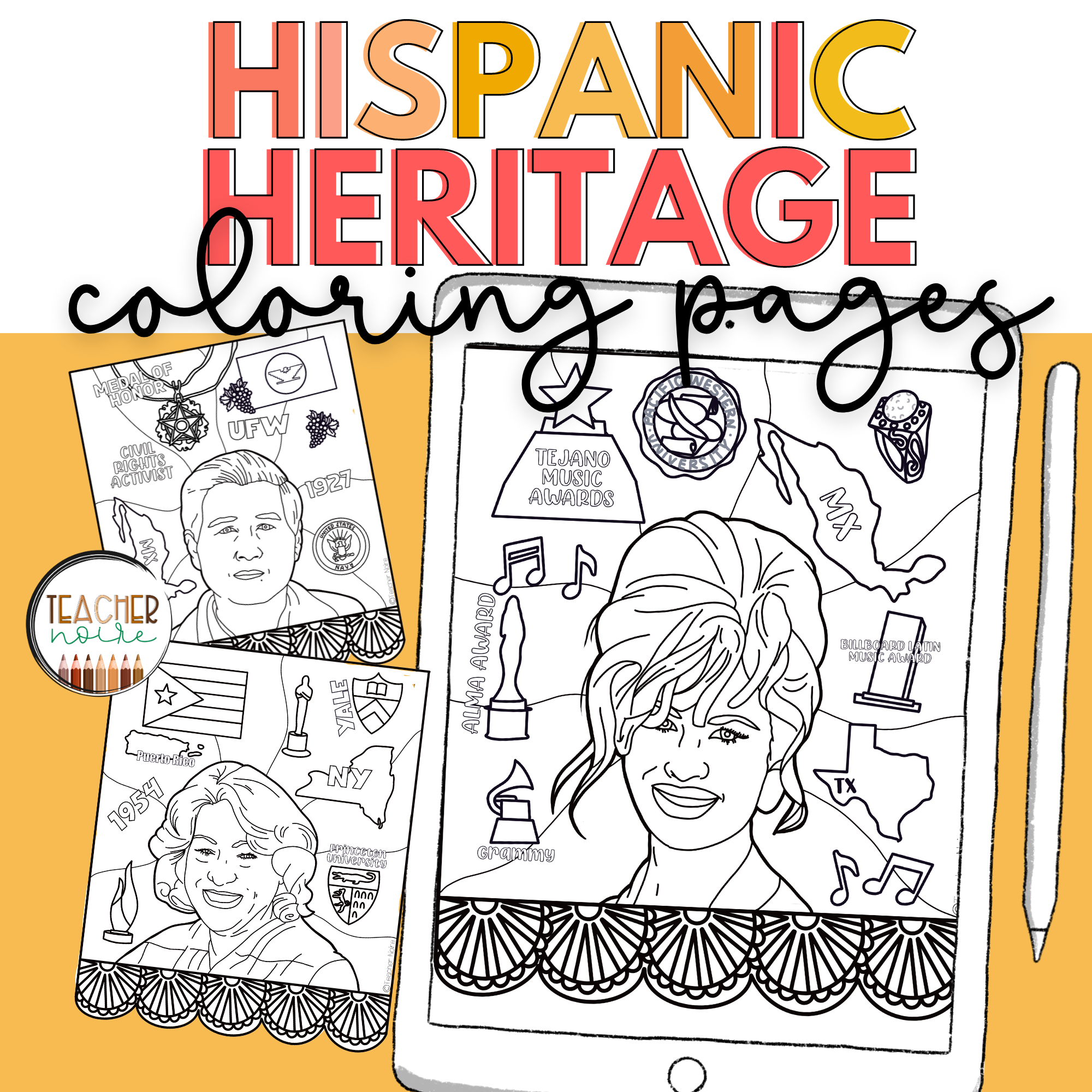 Hispanic heritage coloring pages â teacher noire