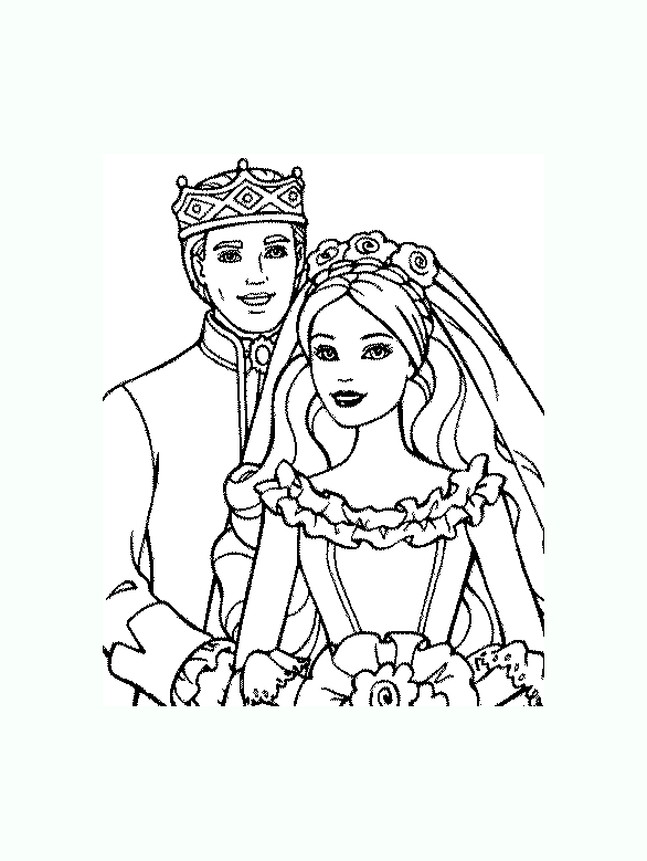 King and queen barbie coloring pages for kids