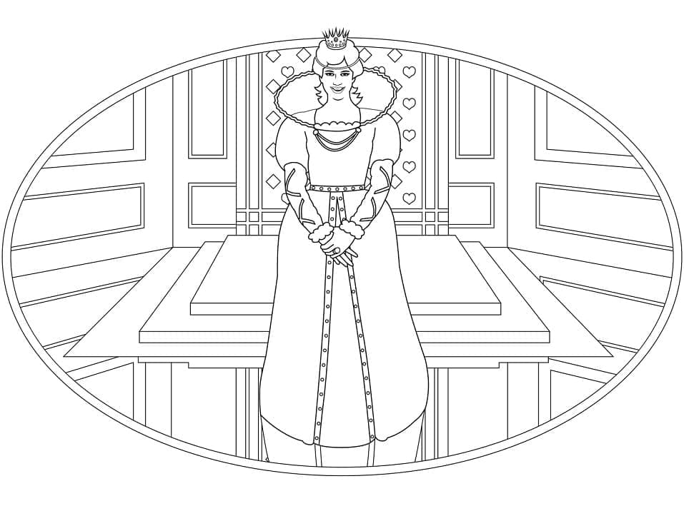 Free drawing of queen coloring page