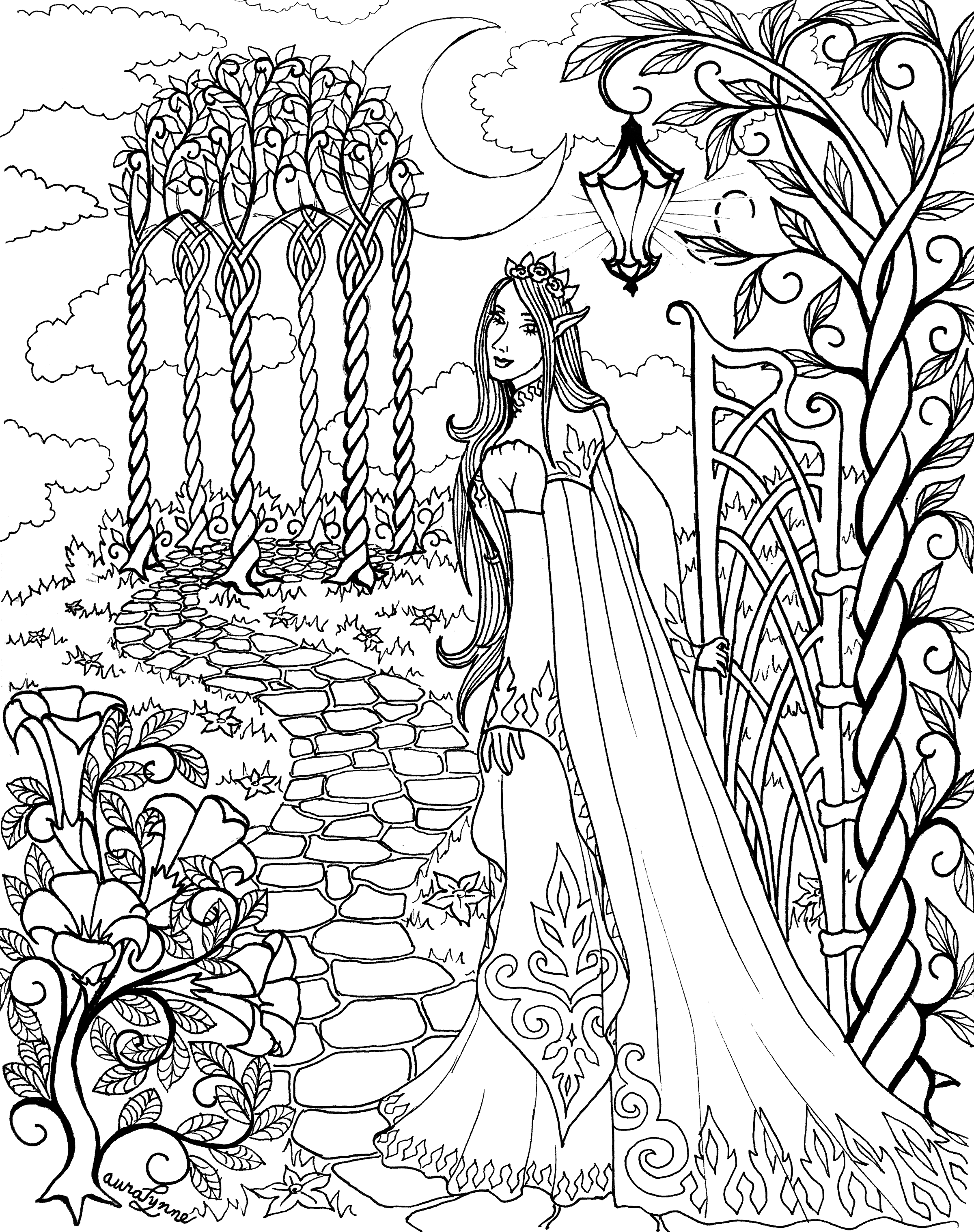 Elven queen coloring page â