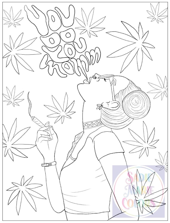 Cannabis adult coloring page coloring therapy marijuana printable coloring
