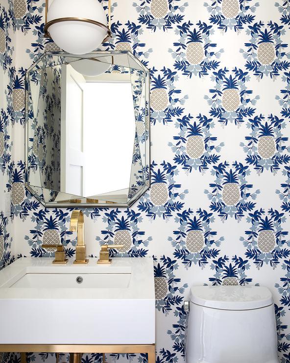 Hygge and west pineapple wallpaper in blue
