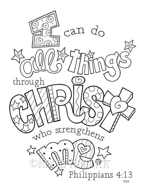 I can do all things through christ coloring page x bible journaling tip