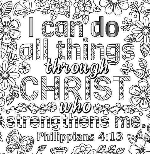 Two inspirational coloring pages philippians i can do all things through christ do what you love flower designs digital download