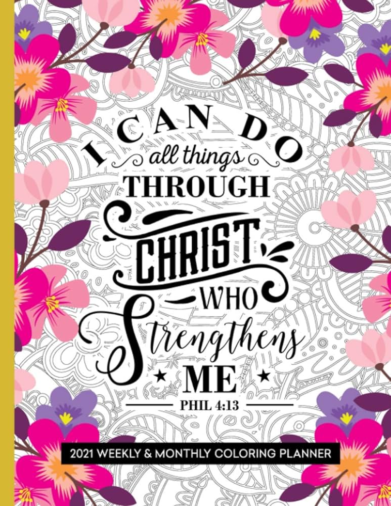 I can do all things through christ bible verse planner with coloring pages press prayerful planner books