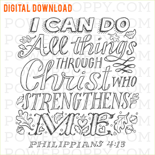 I can do all things digital coloring sheet