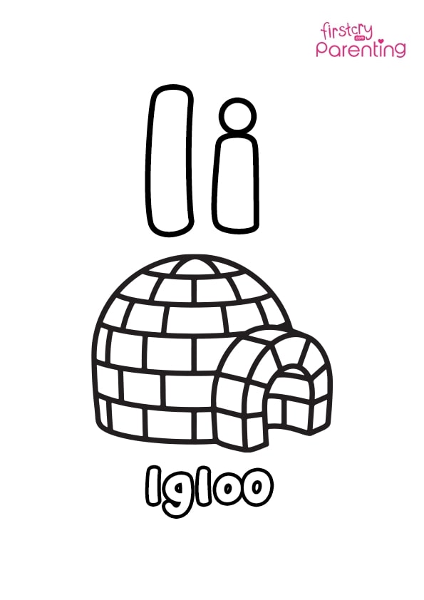 I for igloo coloring page for kids
