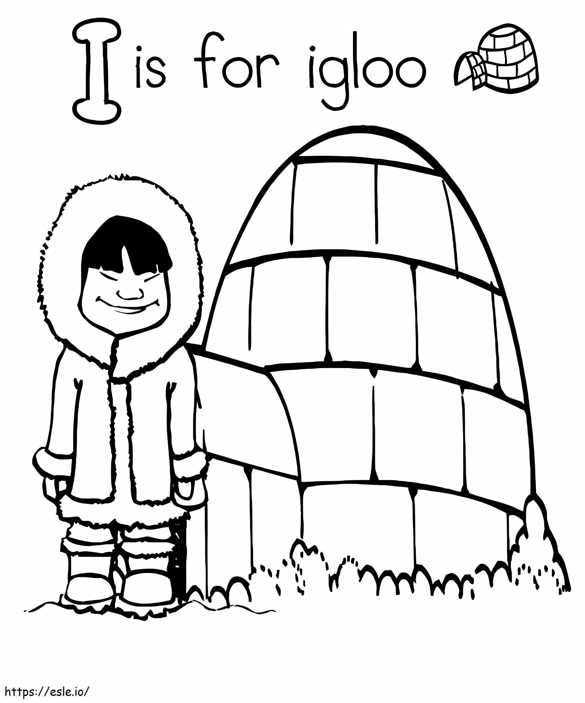 I is for igloo coloring page