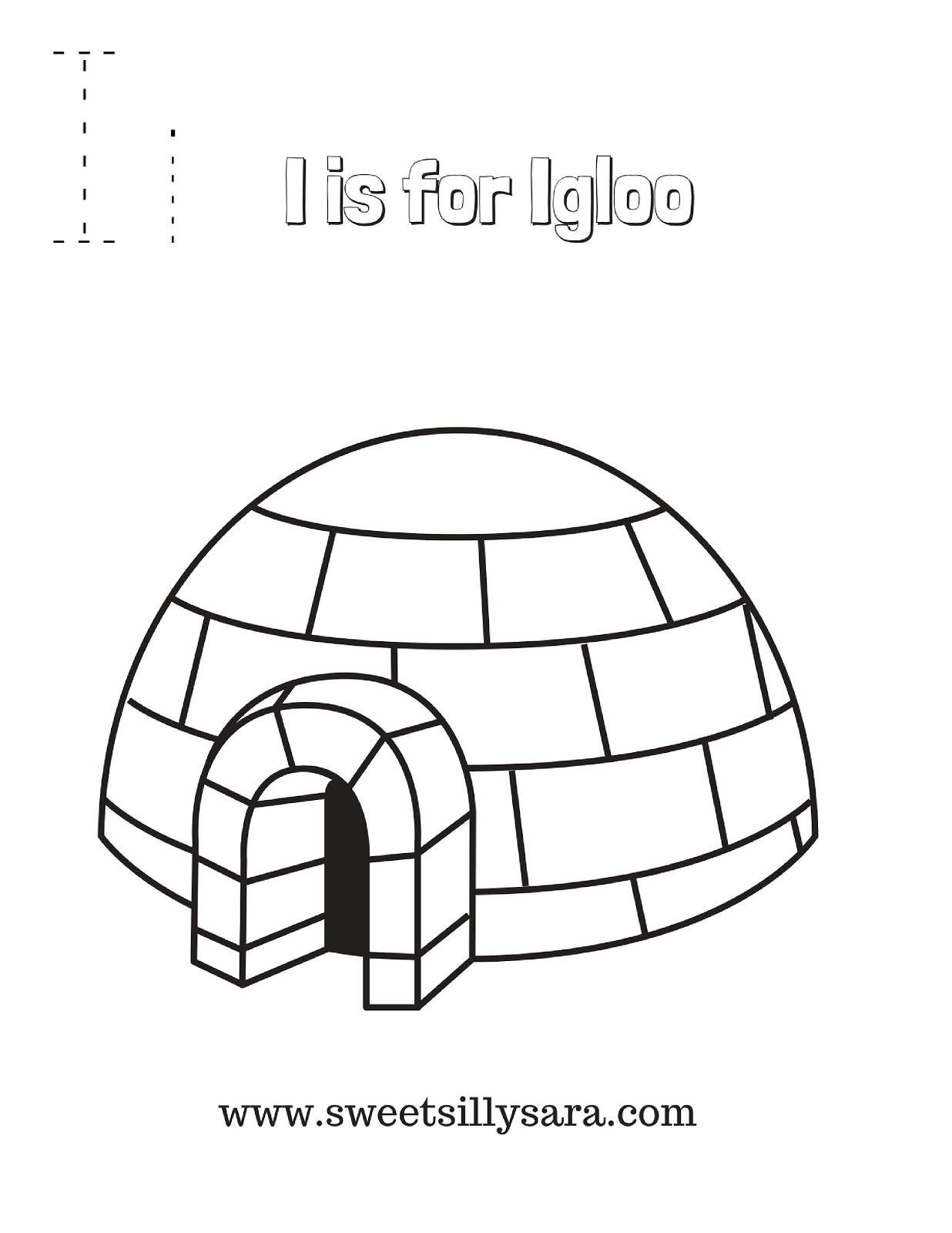 Sweet silly sara print the i is for igloo coloring page
