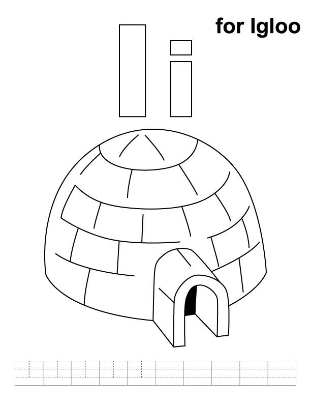 I for igloo coloring page with handwriting practice alphabet coloring pages alphabet coloring kindergarten coloring pages