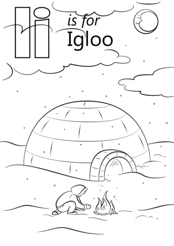 Letter i is for igloo coloring page free printable coloring pages