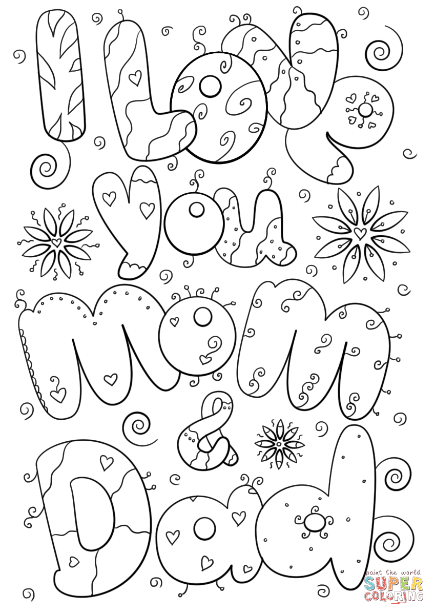 I love you mom and dad coloring page free printable coloring pages