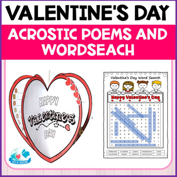 Bundle valentines day acrostic poems craft i wordsearch coloring page